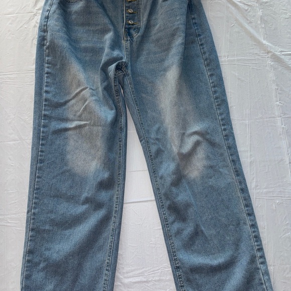 Blue Flare Wide Leg Jeans with Vintage Wash - Picture 1 of 3